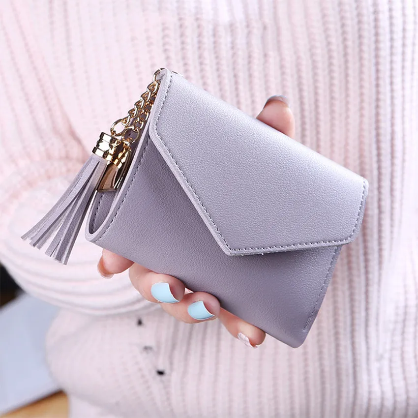 

Leather Girl Wallet Female Wallet Coin Lovely Purse For Female Students Mini Women Korean Small Purse Short New Wallets Tassel