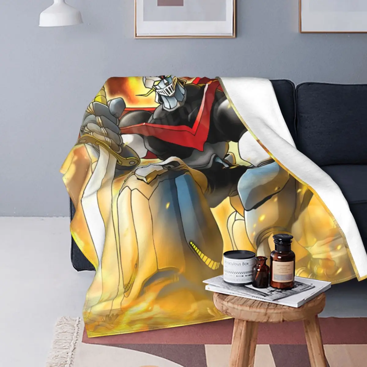 

Ultra-Soft Fleece Mazinger Throw Blanket Warm Flannel Mazinger Z Anime Goldrake Blankets for Bedding Home Couch Quilt Grendizer