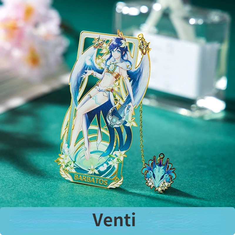 

Kawaii Game Winds Genshin Impact Cosplay Venti Metal Bookmarks Hollow Out Anime Accessories Pendant Souvenir Collection Props