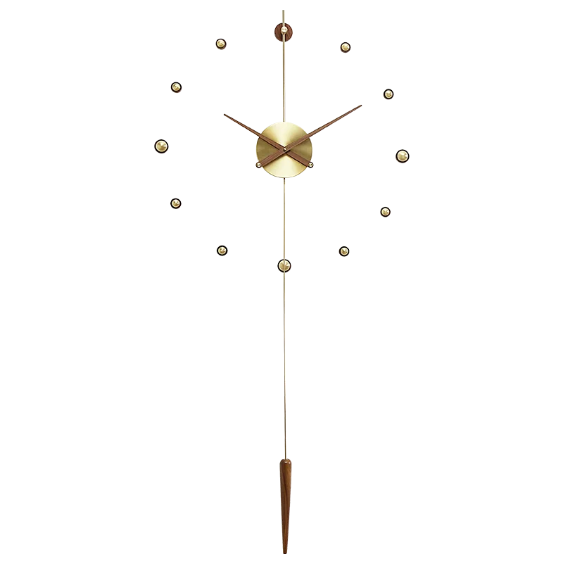 

Creative Spain 3d Wall Clock Gold Metal Walnut Wood Pendulum Clock Living Room Art Watch Home Luxury Diy Clocks Home Decor Gfit