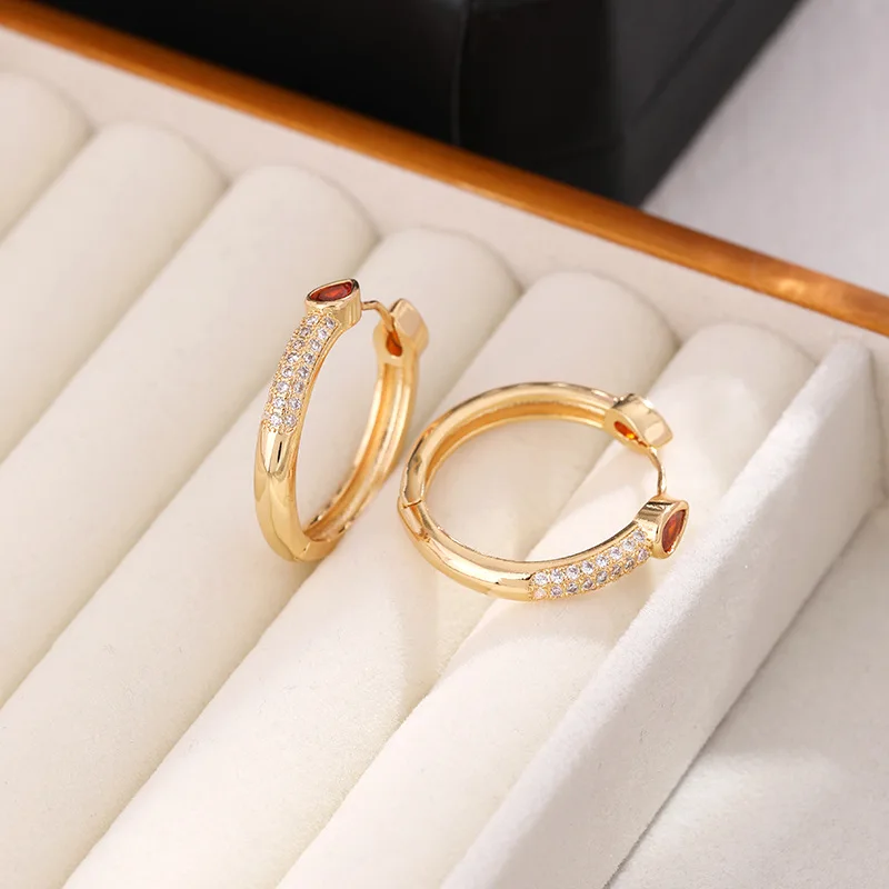 Классические серьги из меди и циркония в европейском американском стиле для