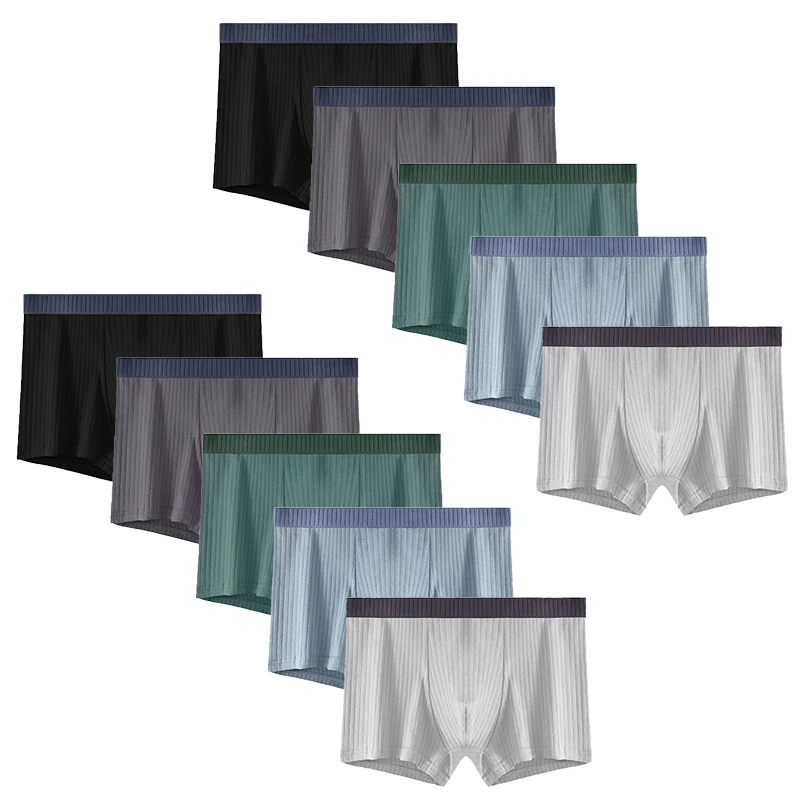 10 Pcs/Lot Men Cotton Boxers Briefs Sexy Shorts Character Panties Men Underwear Plus Size L-4XL Stripe Underpants