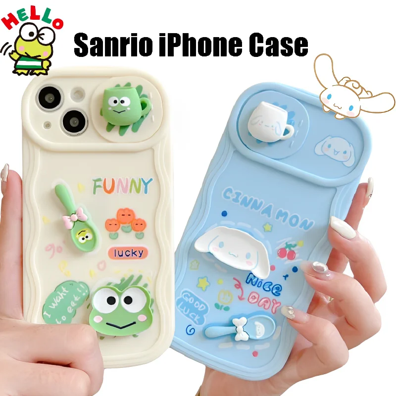 

Милый Sanrio Cinnamoroll чехол для камеры для IPhone 14 Promax мультяшный Kero Keroppi 3D чехол для куклы для IPhone 13 12 11