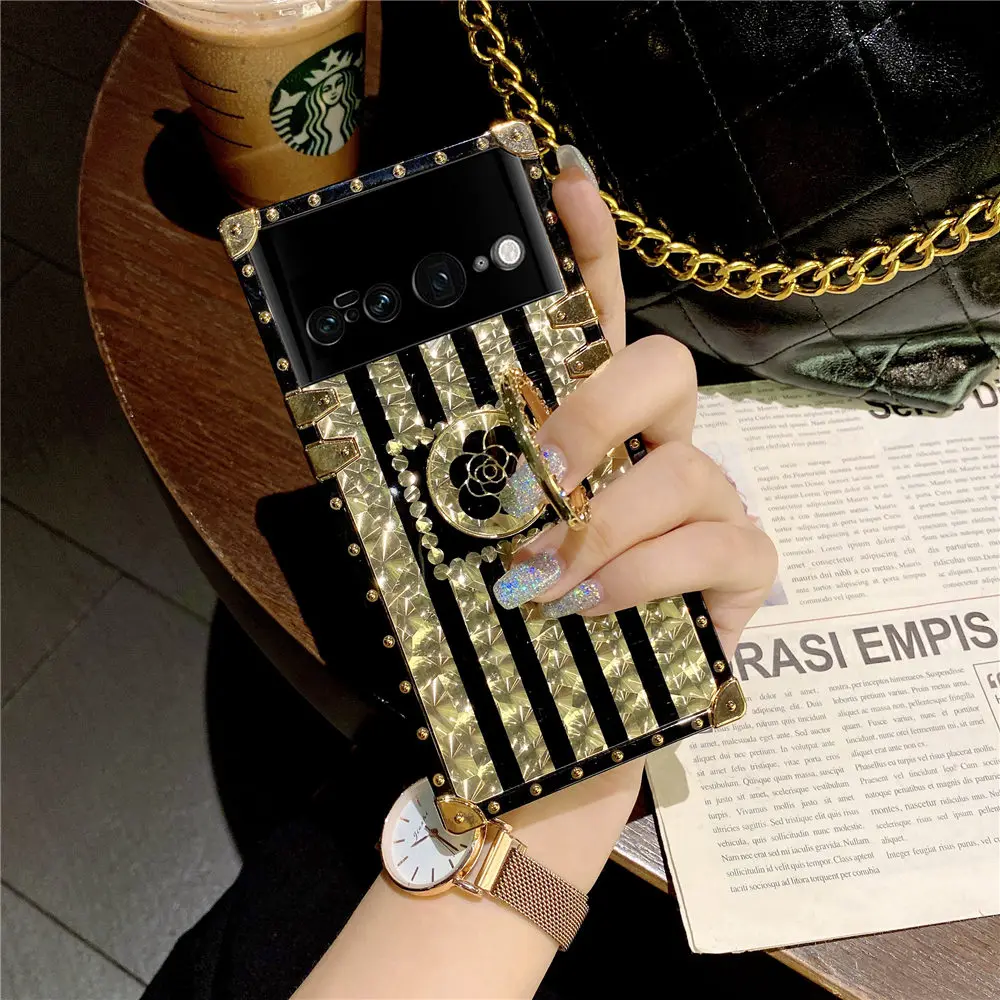 Чехол для Google Pixel 7 роскошный кожаный чехол с леопардовым принтом и держателем на