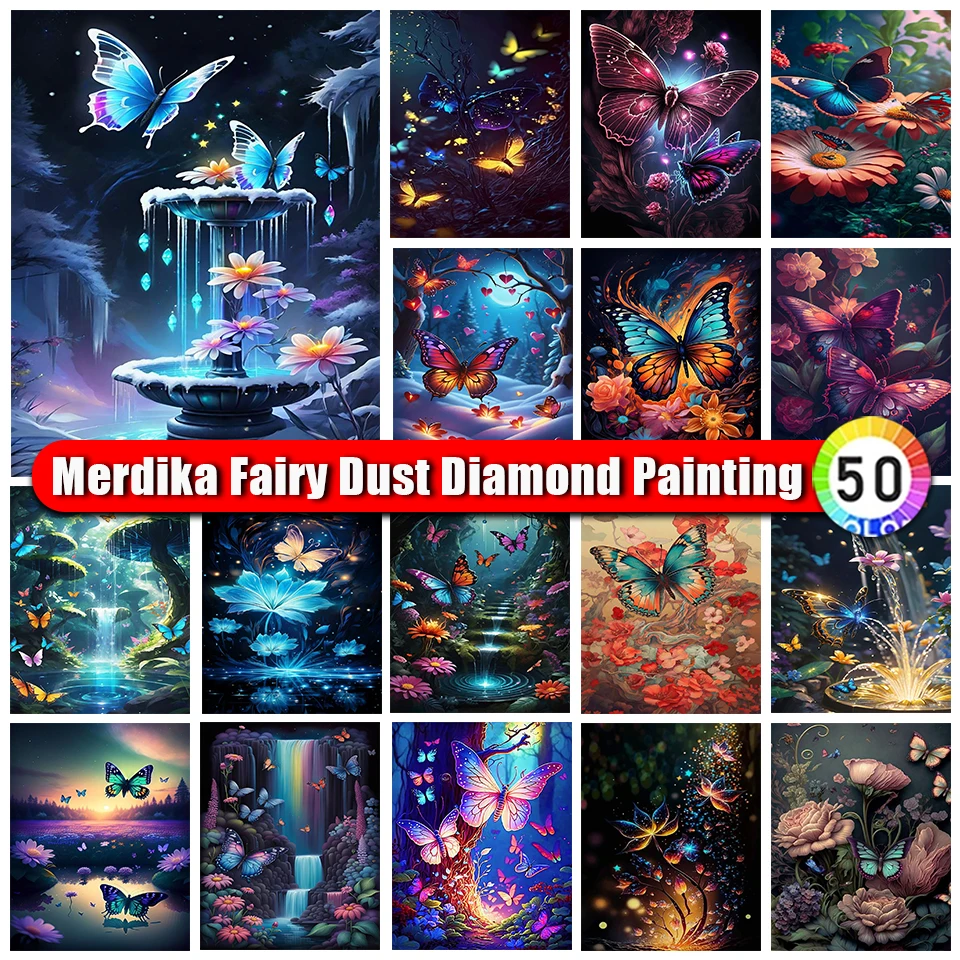 Merdika сказочная пыль Алмазная живопись Бабочка Животные 5D DIY цветок Вышивка Набор