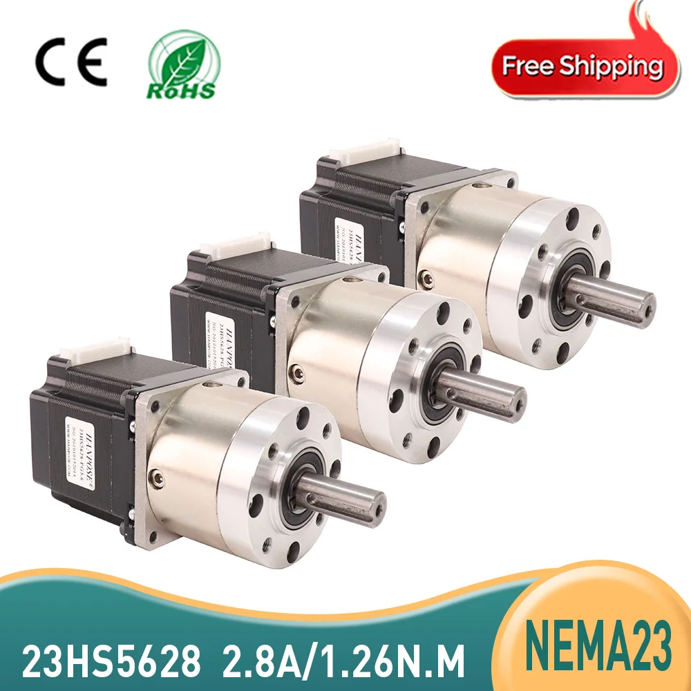 

3PCS hot Nema23 Stepper Motor 23HS5628-PG 126N.CM 57 motor Extruder Gear Stepper Motor Ratio 3.6:1 Planetary Gearbox Nema 23