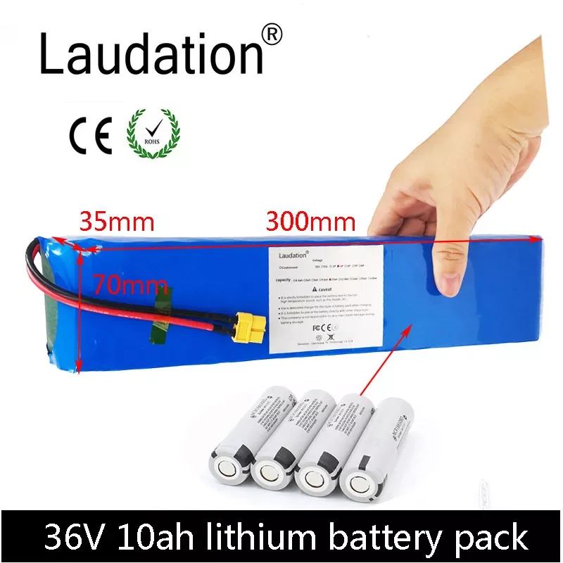 

Laudation 36V 10ah Electric Bicycle Battery Pack 10S 3P 500W High Power And Capacity 42V 9.6ah Motorcycle Scooter With 15A BMS