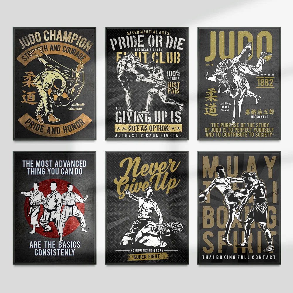

Martial Art Advertising Design Print Poster Muay Thai Judo Karate Taekwondo Canvas Painting Wall Stickers Bar Pub Club Decor