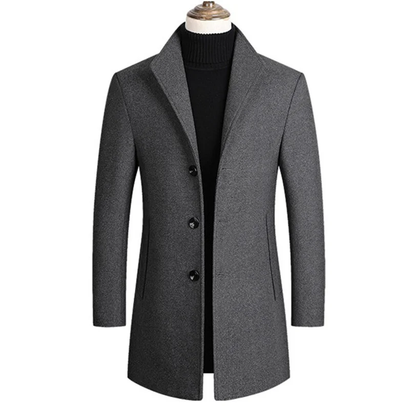 

Men Wool Blends Coats Trench Pea Coat 2023 Spring Winter New Solid Color High Quality Men's Jacket Luxurious Brand Clothing