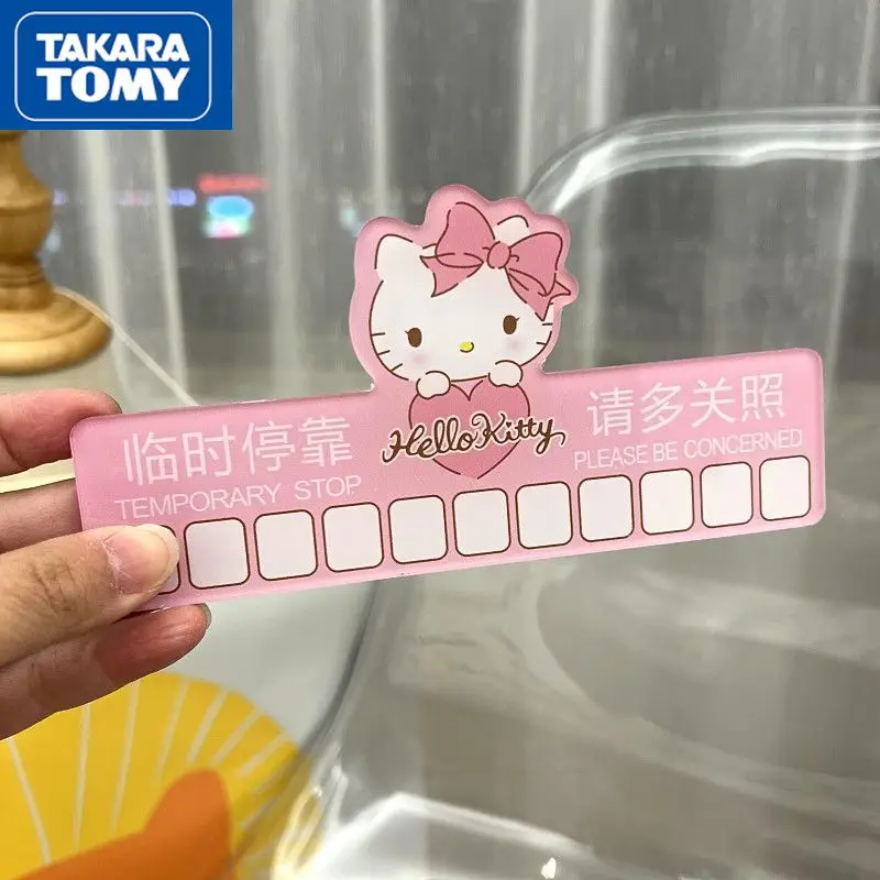 

TAKARA TOMY Cute Hello Kitty Car Moving Phone Truck with Moving License Plate Car Interior Decoration Supplies