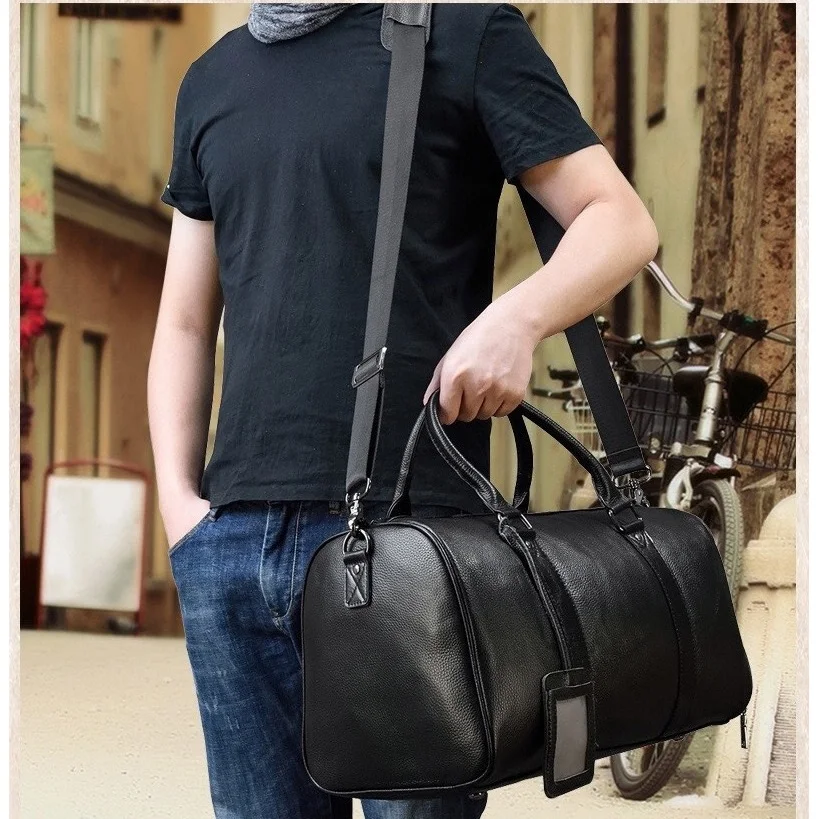 Men's Brand Designer Travel Bag Soft Genuine Leather Cowhide Carry Hand Male Luggage Bags Travel Shoulder Bag Female Duffel Bag