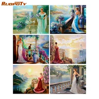 ruopoty diy acrylic adult paint by numbers kits for adults kids figure women seaside oil painting number kit home wall art decor