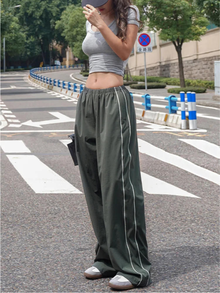 

Women Side Sweet Stripes Jogger With Drawstring Cuffs Trousers Cargo Pants Casual Women Fashion Pants 67TH