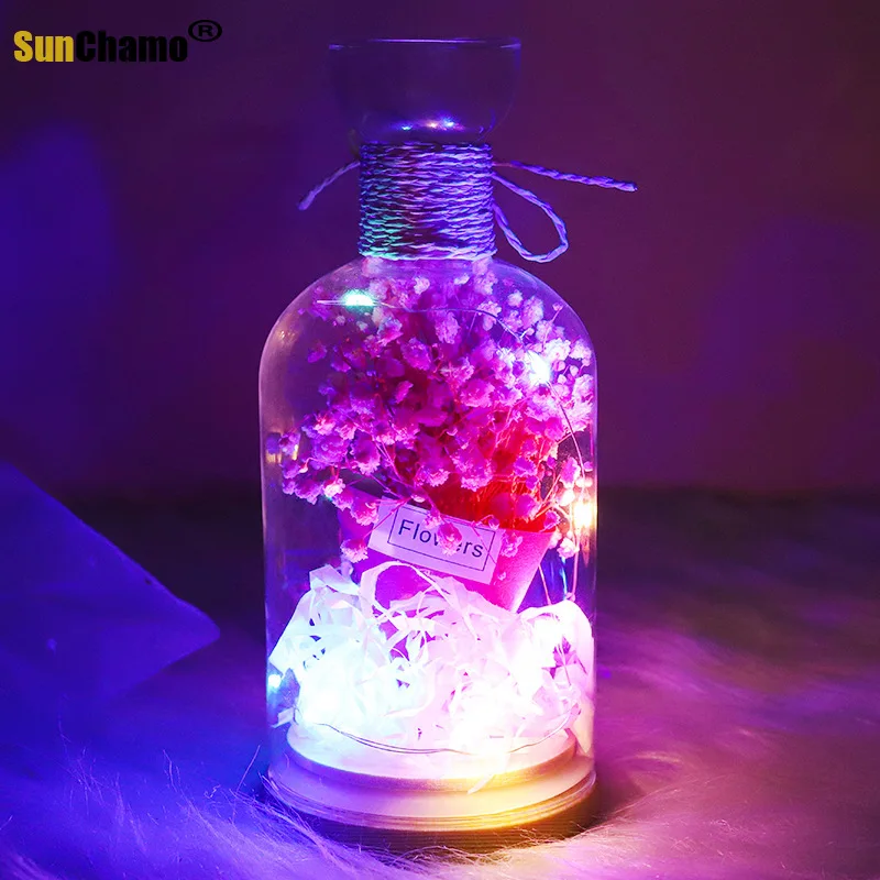 

Стеклянная бутылка Sunchamo, лампа со звездами, для желаний, для сна, атмосфера, маленькие ночные лампы, Детский новогодний Рождественский подар...