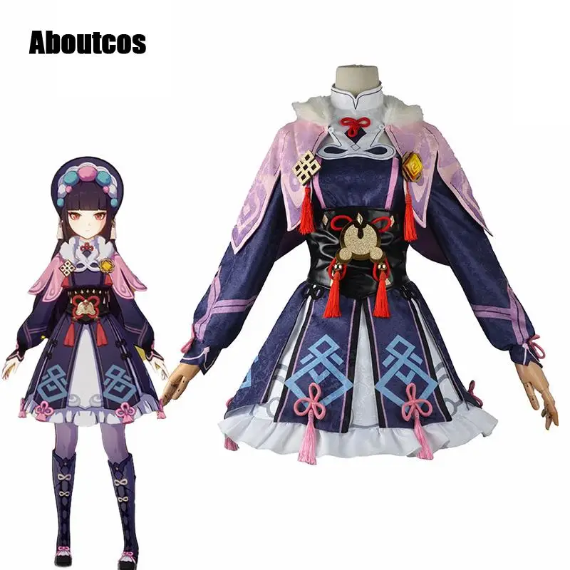 

Aboutcos Genshin Impact Yunjin Косплей Костюм Платье женское вечернее платье Хэллоуин с шапочкой полный комплект