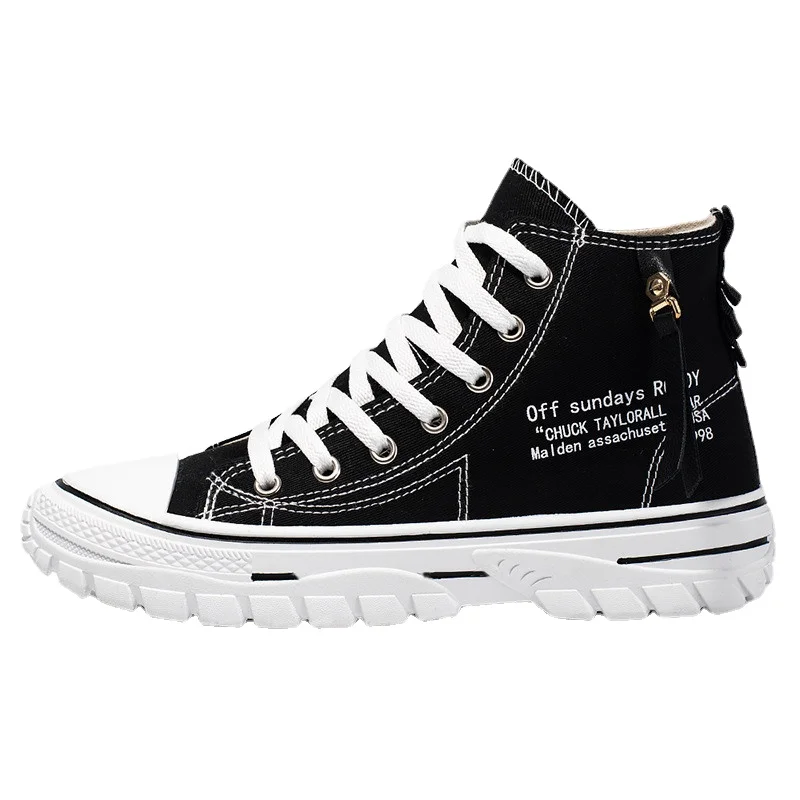 

Men Canvas Shoes High Top Flat Shoes for Men Black White Sneakers Vulcanize Shoes Canvas Sneakers Spring Summer Men Casual Shoes