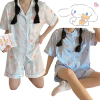 cinnamoroll kawaii summer cute cartoon pajamas female sweet big short sleeved shorts casual sanrio student home clothes suit