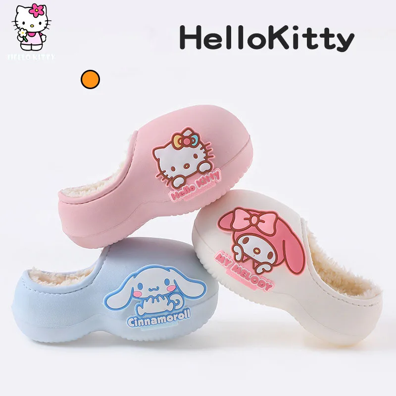 

Симпатичные Аниме хлопковые тапочки Sanrio Симпатичные Hello Kitty My Melody Cinnamoroll Мультяшные мягкие теплые Нескользящие водонепроницаемые подарки для детей