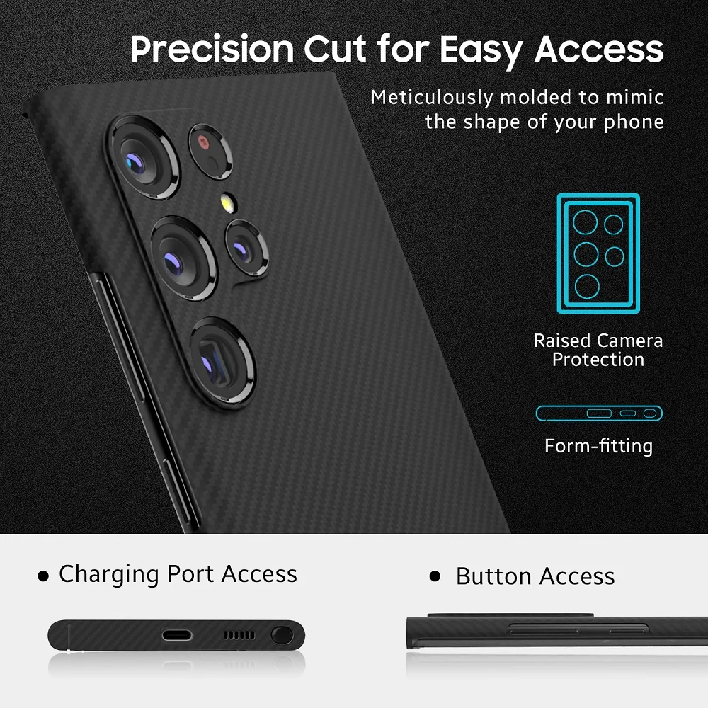 Чехол из натурального чистого углеродного волокна для SAMSUNG Galaxy S23 S24 Ультратонкий