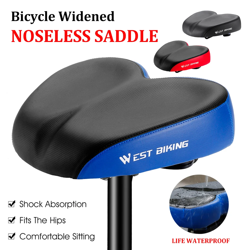 Bicycle Saddle Widened Noseless Saddle Shock Absorption Comfortable Seat Cushion MTB Mountain Bike Accessories