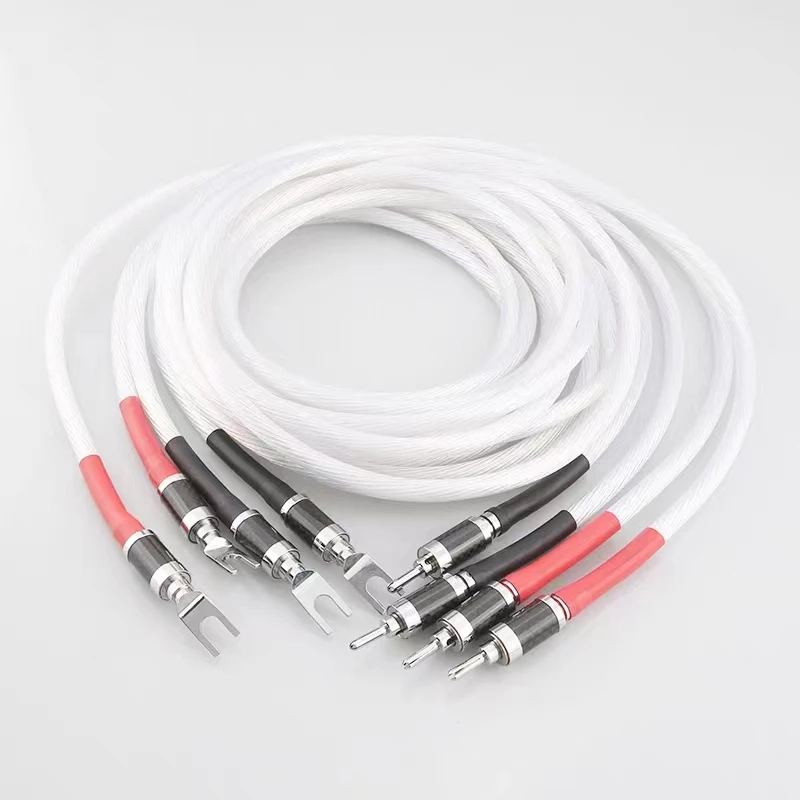 

Hi-End 7N OCC Silver Plated HIFI SPeaker cable banana to spade plug Speaker Wire for Audiophiles and HiFi Systems