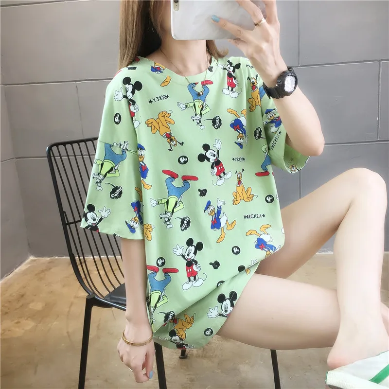 

Disney T-shirt Summer New Women's All-Match Short-Sleeved T-Shirt Cartoon Mickey Girl Loose Student Short-Sleeved Top Trendy