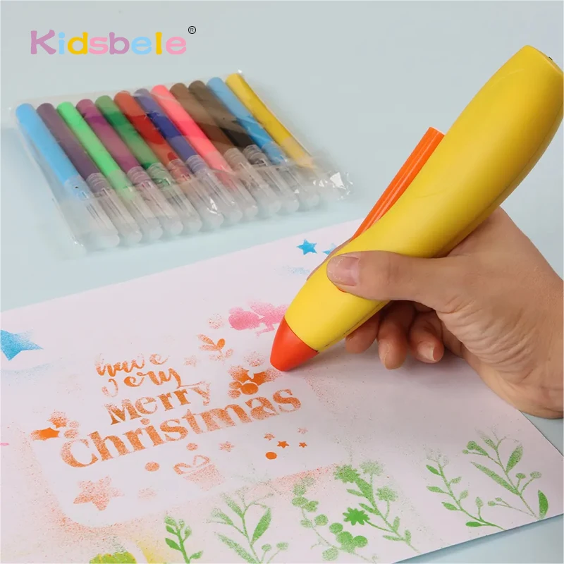 Airbrush Blowpen Rechargeable 4 Stencils Doodle Drawing