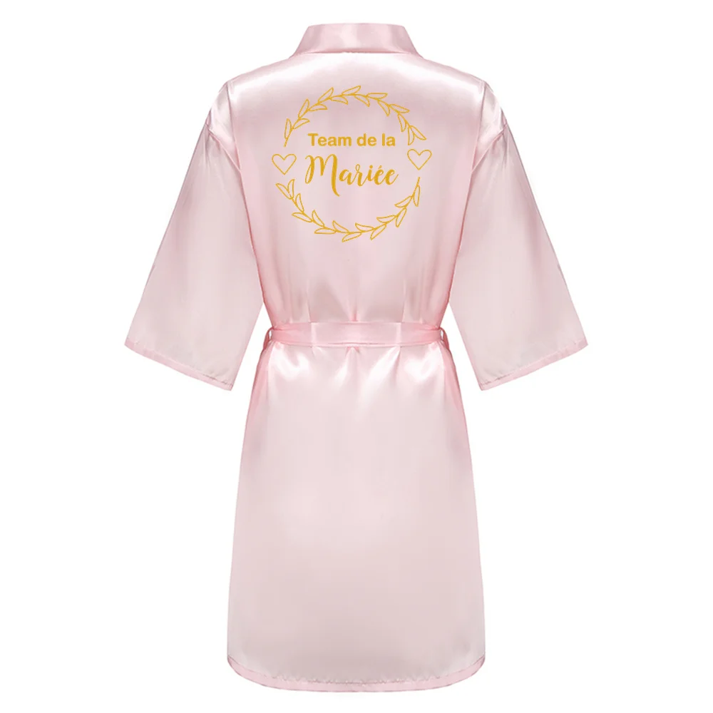 Team de la mariee Women Wedding Satin Dressing Gown Personalized Custom Name Bathobe Bridal Party Robes Bridesmaid Robes gift