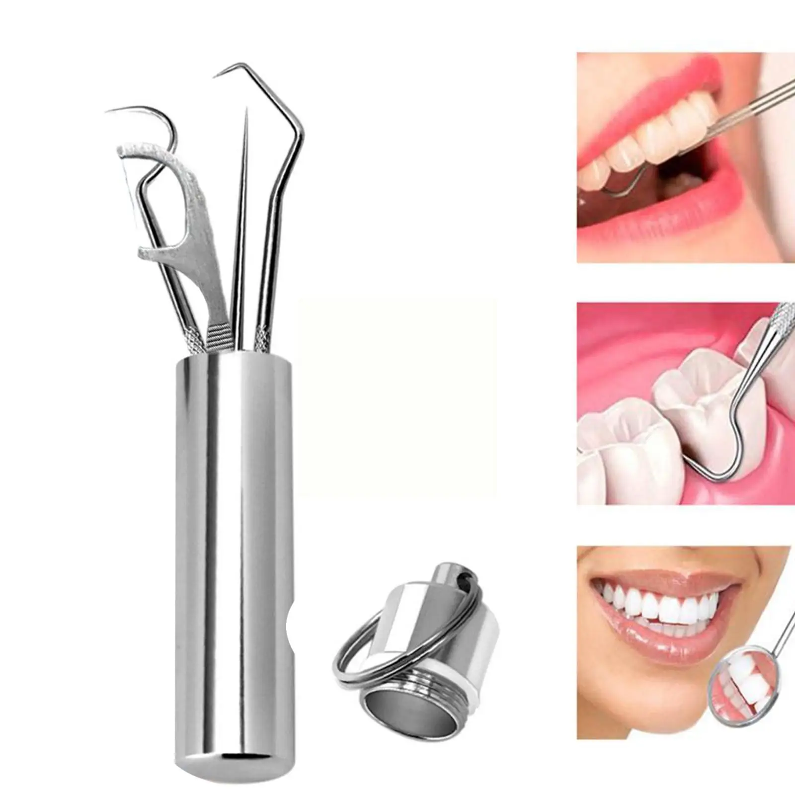 

Стальная зубная нить, многоразовая Ортодонтическая зубная нить, зубная нить, брелоки, портативные зубочистки для путешествий между чистой S...