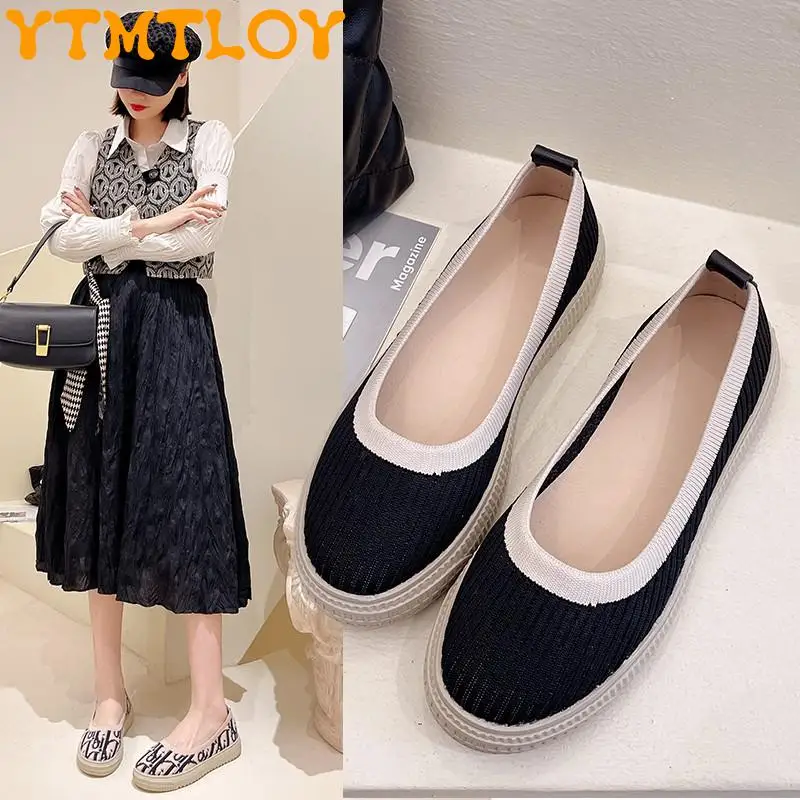 

Flying Woven Fisherman Shoes Women's 2022 Summer New Heightened Platform Shoes Knitted Flat Small Snowflake Loafers Schuhe