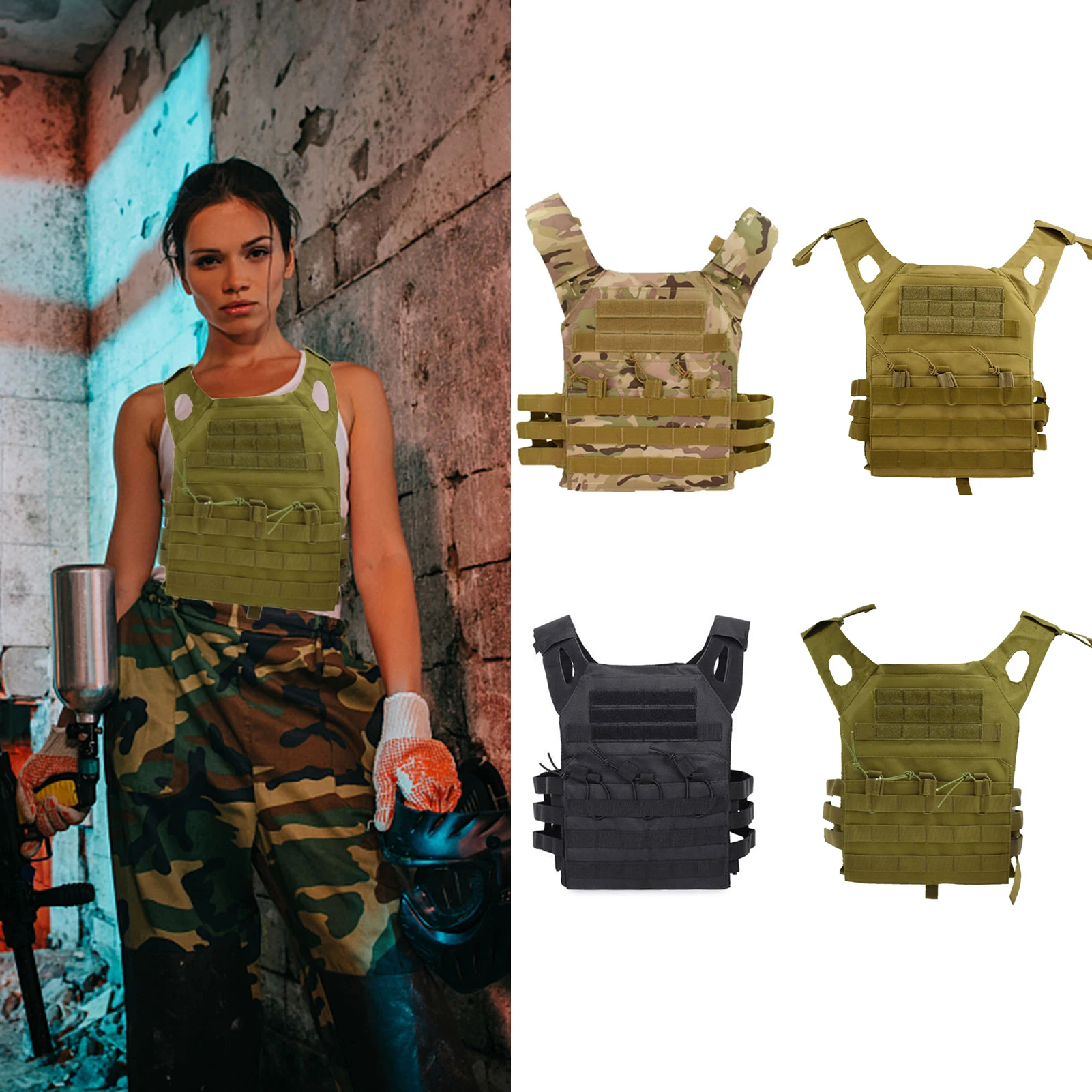 

500D Hunting Military TacticalVest Molle Carrier Plate Magazine Airsoft Paintball CS Lightweight Outdoor Protection Vest