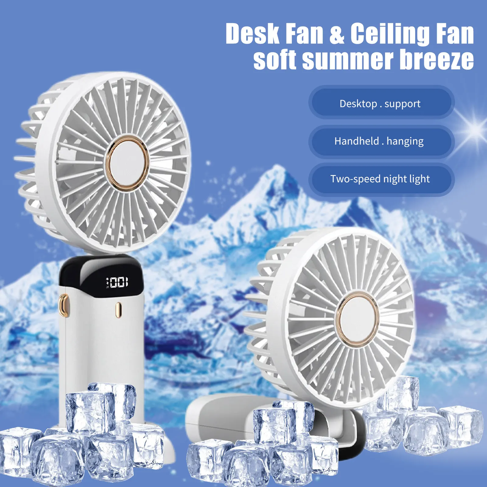

Handheld Fan USB Rechargeable 5-Speed Adjustable Ventilador Mini Lovely Portable Fans for Outdoor Traveling