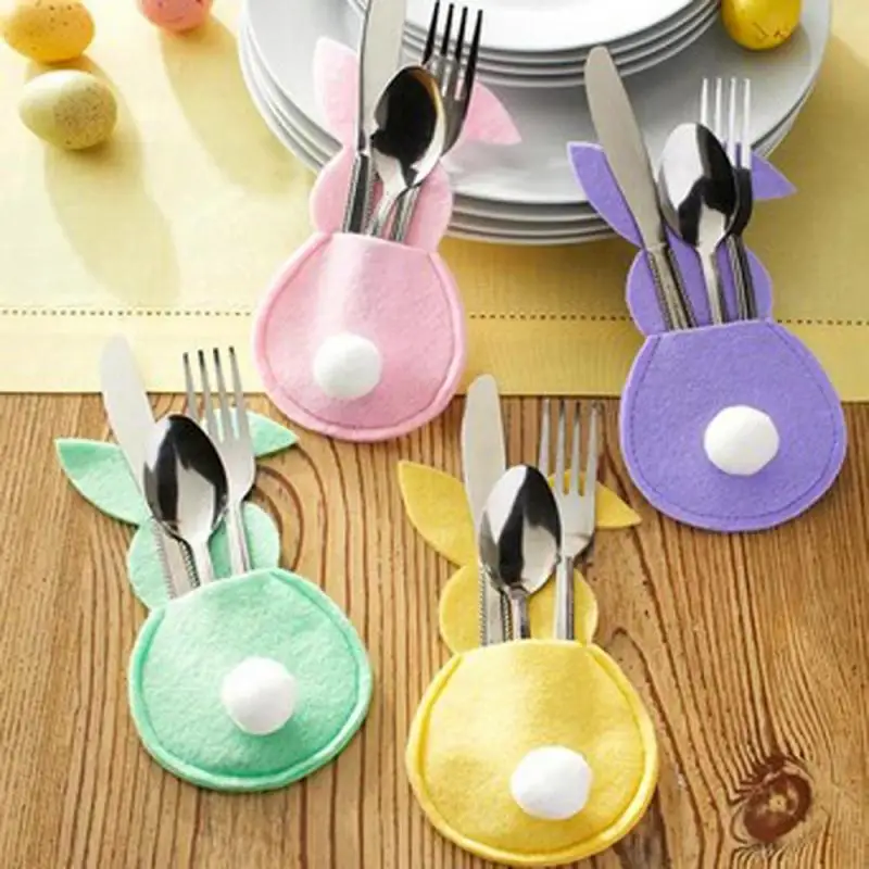 

Best Gift Tableware Holder Bags Cartoon Felt Cutlery Holder Bag Knife And Fork Bag Increase Appetite Bunny Felt Cutlery Cover