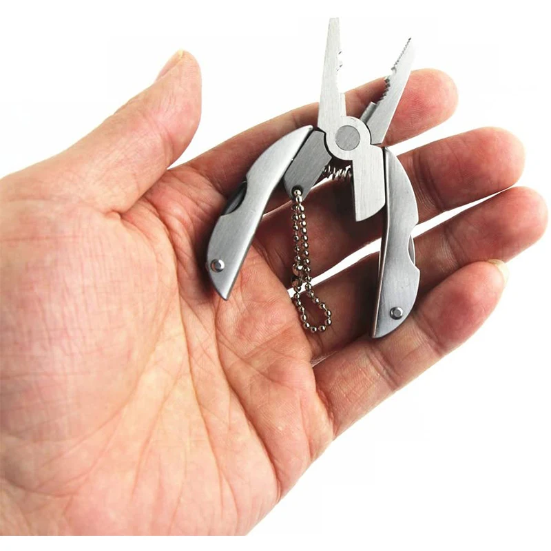 

5-in-1 Pocket Multitools Plier Stainless Steel Folding Multifunction Kit Pliers Keychain for Camping Survival Fishing Hunting