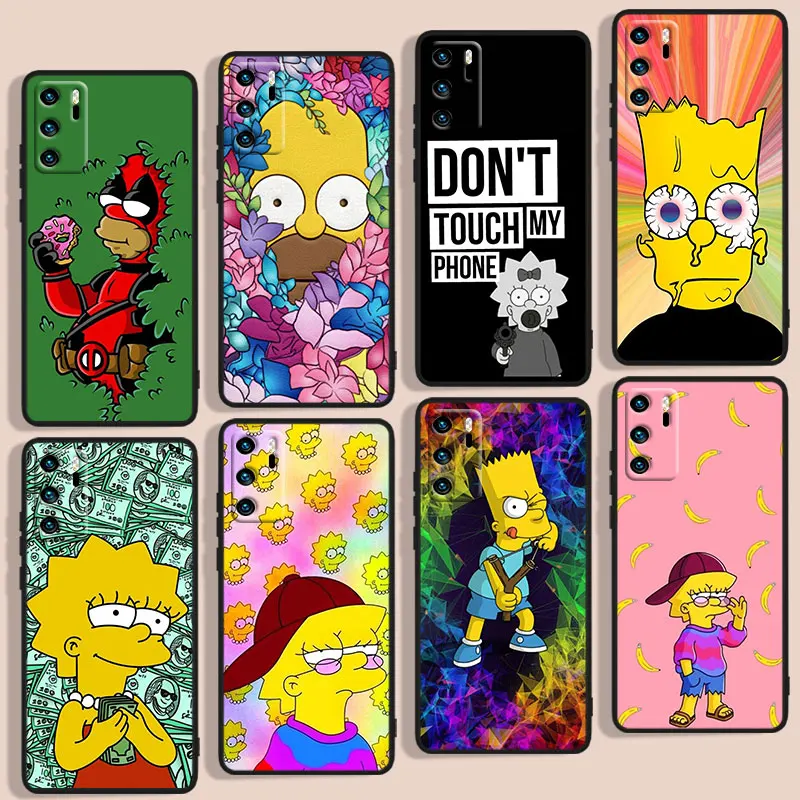 

Cool Simpsons Phone Case For Huawei P Smart Plus 2019 Z 2020 S Nova 2i 3 3i 5 5T 7 7i 8 8i 9 9SE Black Funda Cover Soft Back