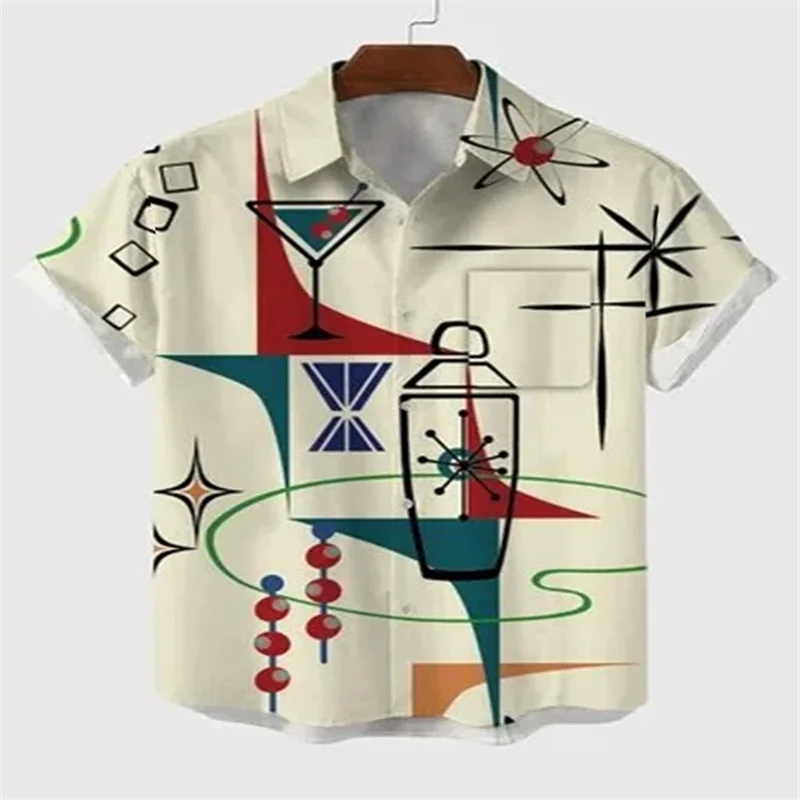 

Hawaiian Men's Shirts Shirts Multicolor Striped Loose Short Sleeves Casual Buttons Cotton Beach Shirts for Men Camisas Para Homb