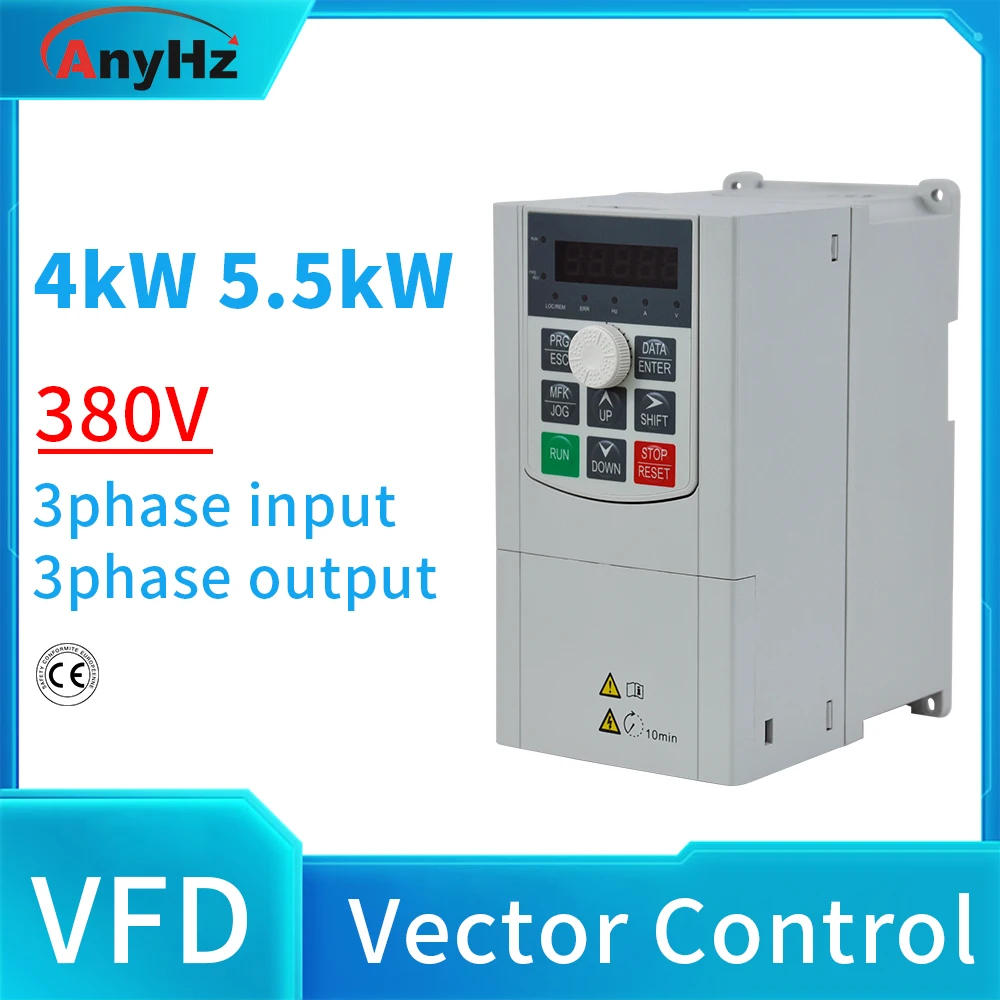

Frequency Converter 50Hz 60Hz Vector Inverter VFD 4kW,5.5kW 380V 3Phase In Variable Frequency Drive 3Phase Motor Speed Control