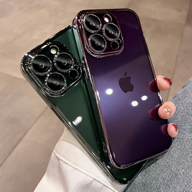 

Оригинальный Роскошный чехол с квадратным покрытием для телефона iPhone 11 12 14 13 Pro Max Mini XS XR X 8 7 Plus SE 2022, прозрачная задняя крышка