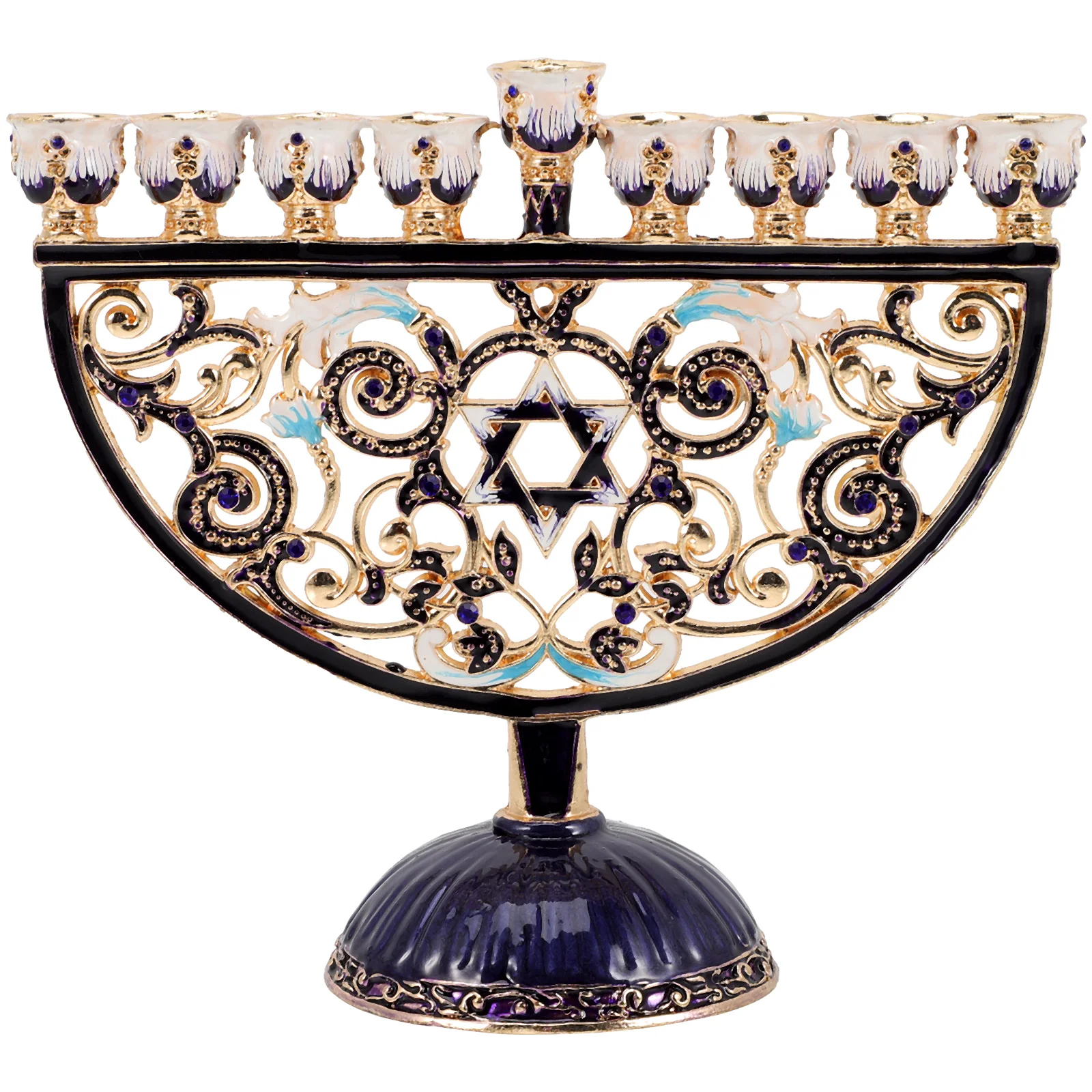 

Menorah Hanukkah Holder Candlestick Stand Metal Chanukah Tablecontainer Tealight Vintage Candlesticks Night 1St Star Traditional
