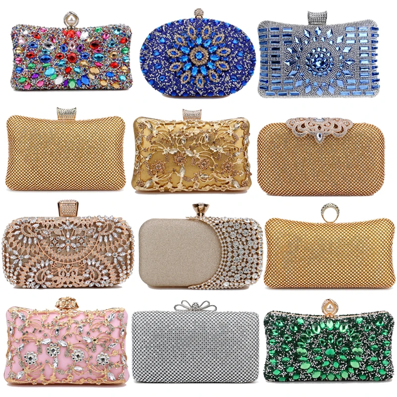 

Rhinestones Women Bags Hollow Out Style Fashion Evening Bags Chain Shoulder Handbags Party Wedding Day Clutch Purse