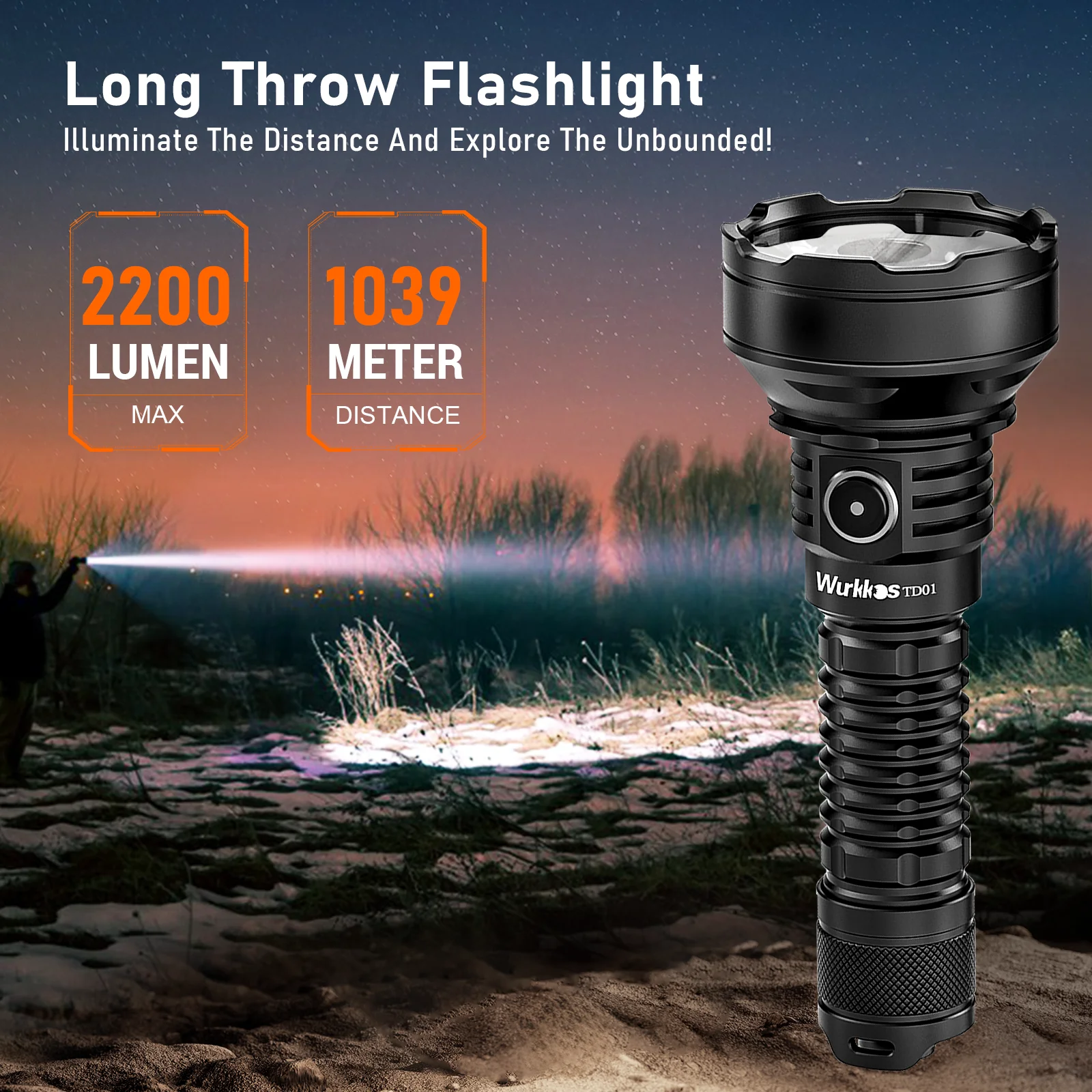 Wurkkos TD01 тактический фонарь 2200LM