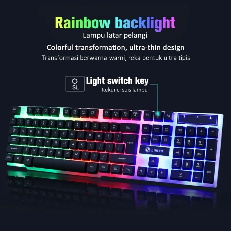 

Ready stock Gaming Mouse Keyboard Set Gaming keyboard and mouse GTX3000 Set USB Gaming Keyboard Colorful backlight