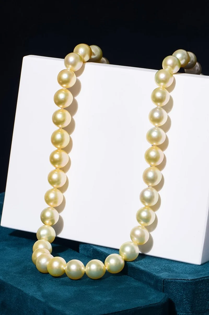 

Огромное очаровательное женское ожерелье 18 дюймов 11-12 мм из натурального южного моря с подлинным золотым круглым жемчугом, бесплатная дост...