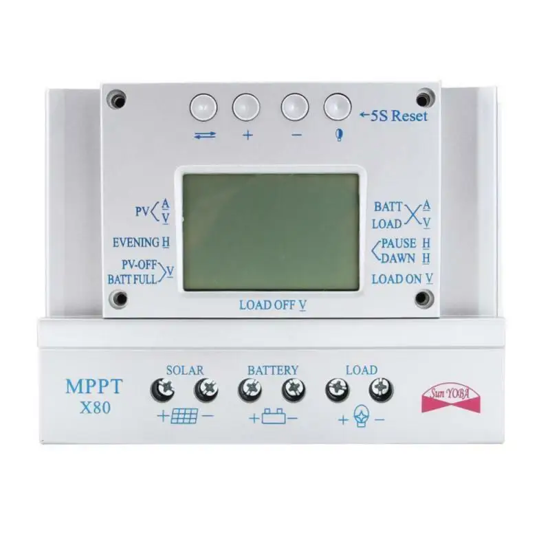 

Контроллер разряда, защита от короткого замыкания, контроллер солнечной энергии Au Mppt, ЖК-дисплей, 80 А, 60 А, 12 В/24 В, Usb 5 В, зарядка 2 в 1