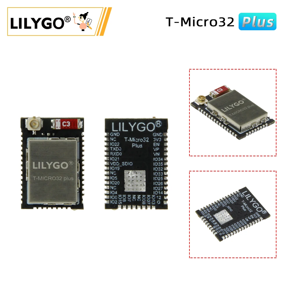 LILYGO® T-Micro32 Plus ESP32 Беспроводная макетная плата WiFi Bluetooth совместимый модуль 8 Мб flash 2