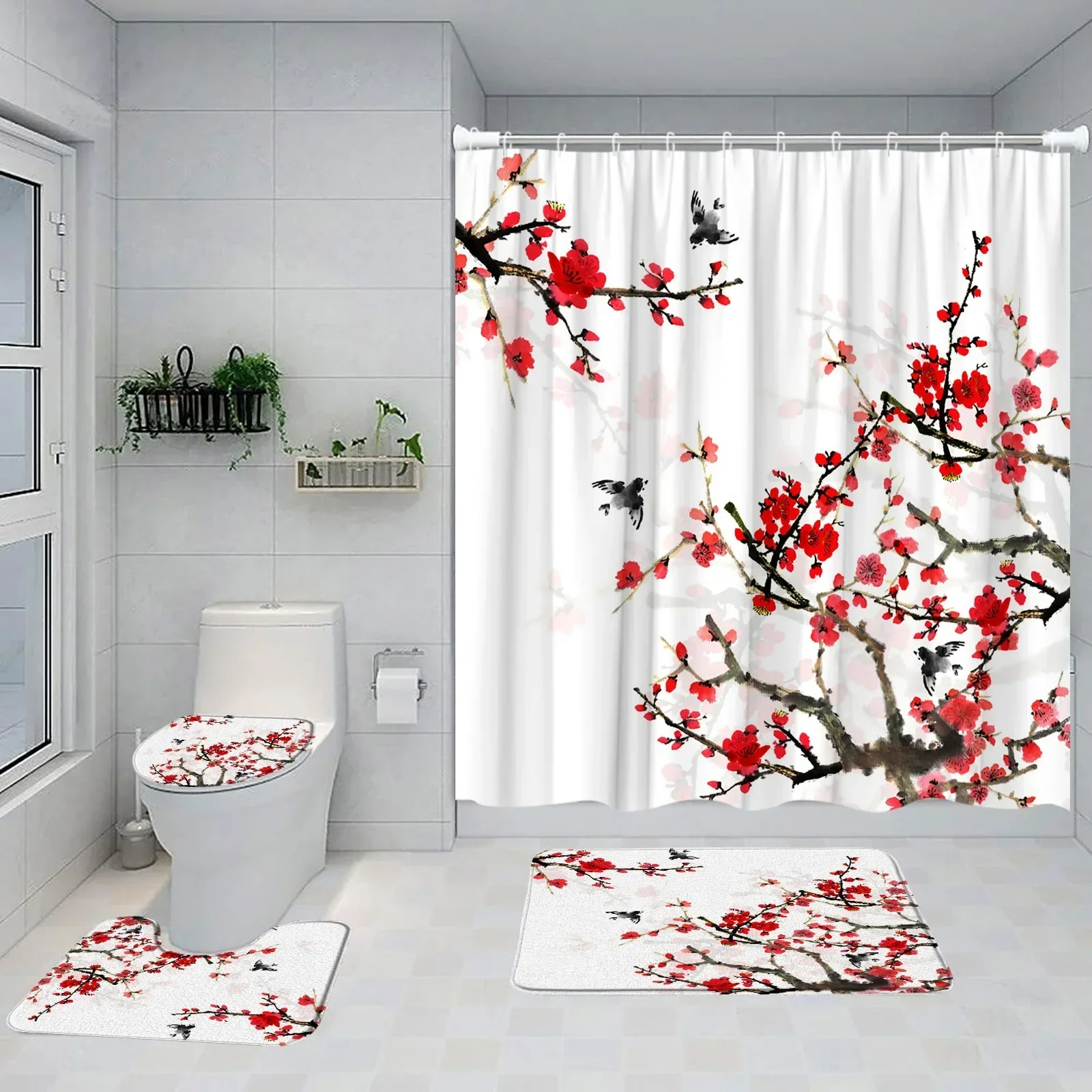 Чернильные занавески для душа в китайском стиле Nike