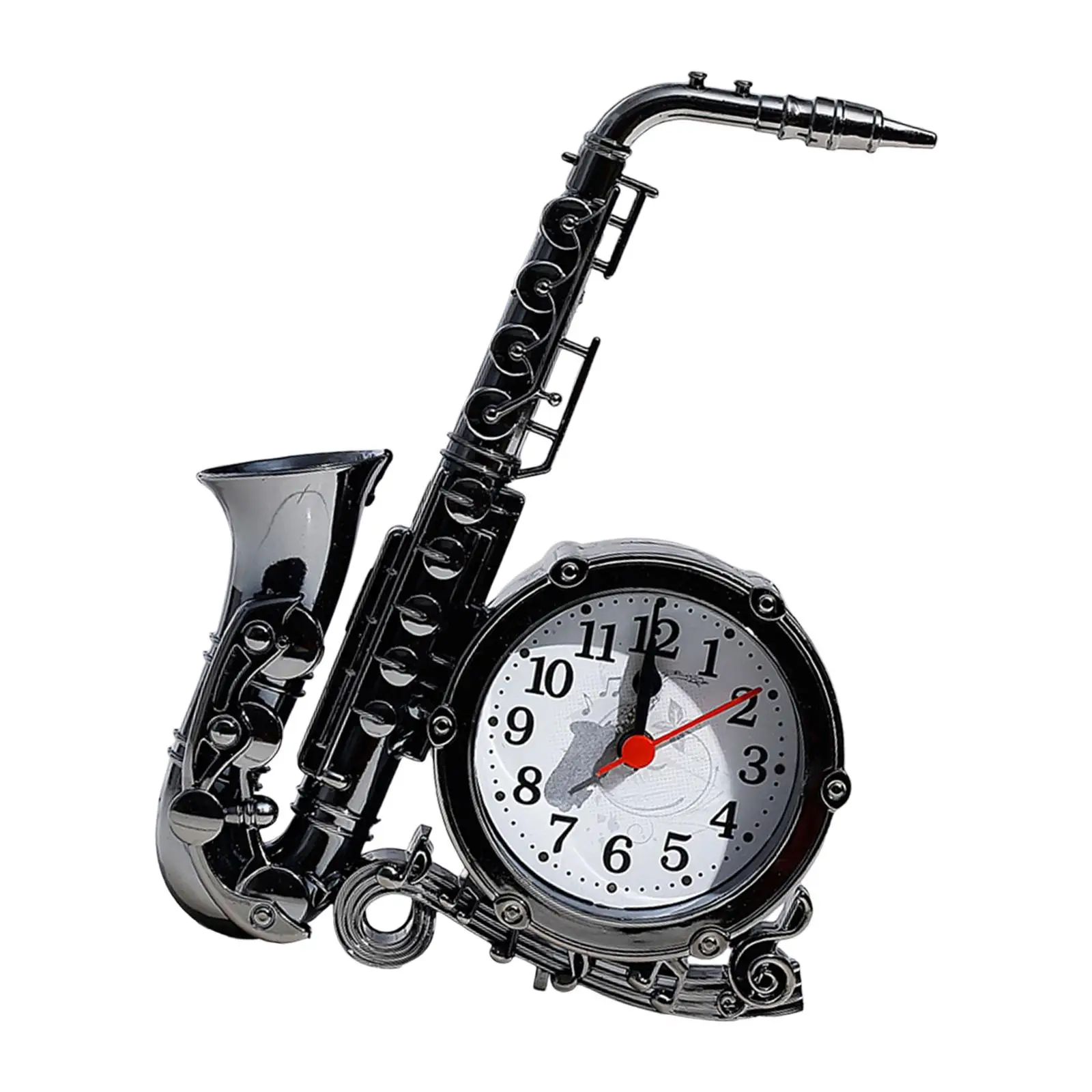 Random Color Sax Alarm Clock Travel Size Craft Battery Opera