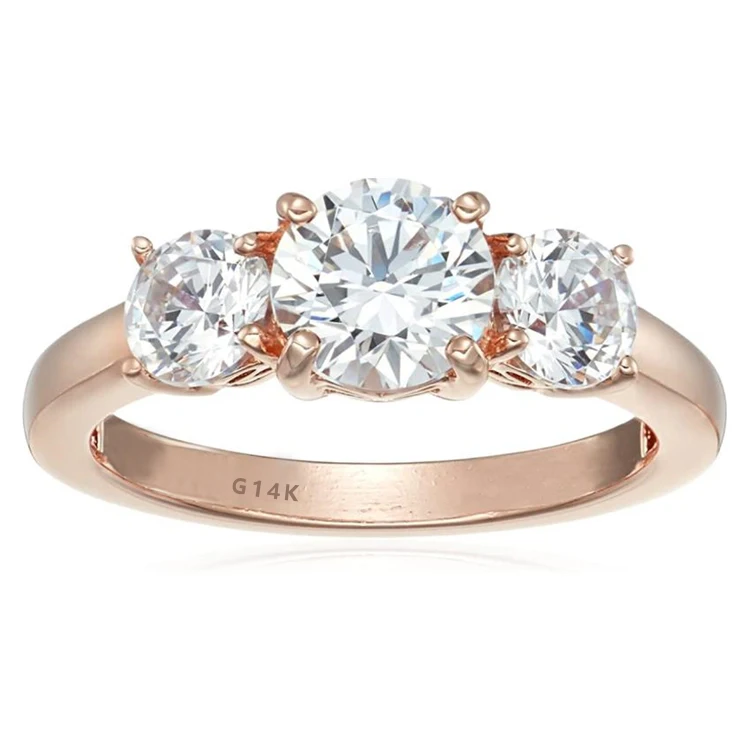 

Custom jewelry Solid gold 9k 10k 14k 18k white rose yellow gold 2ct VVS moissanite diamond women wedding engagement rings OEM