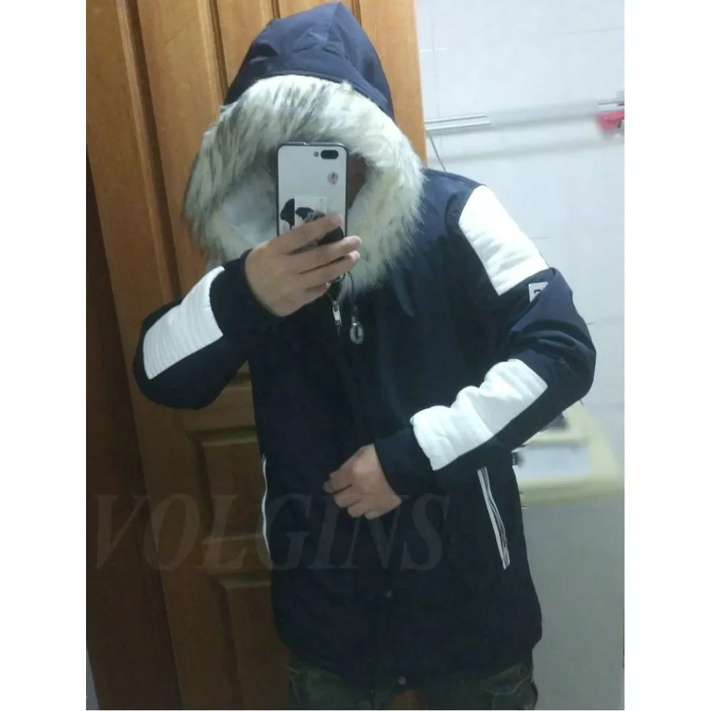 Street Style Long Men Parka Casual Slim Male Outwear High Quality Thick Warm Mens Winter Coat Big Fur Hooded