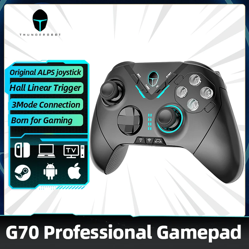 THUNDEROBOT G70 3 Mode Gamepad Buletooth Wireless Wired Vibration Joystick Controller for Switch Windows PC STEAM TV